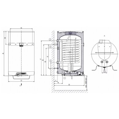 Drazice OKC 100/1m² (95l) kombinuotas vandens šildytuvas 1